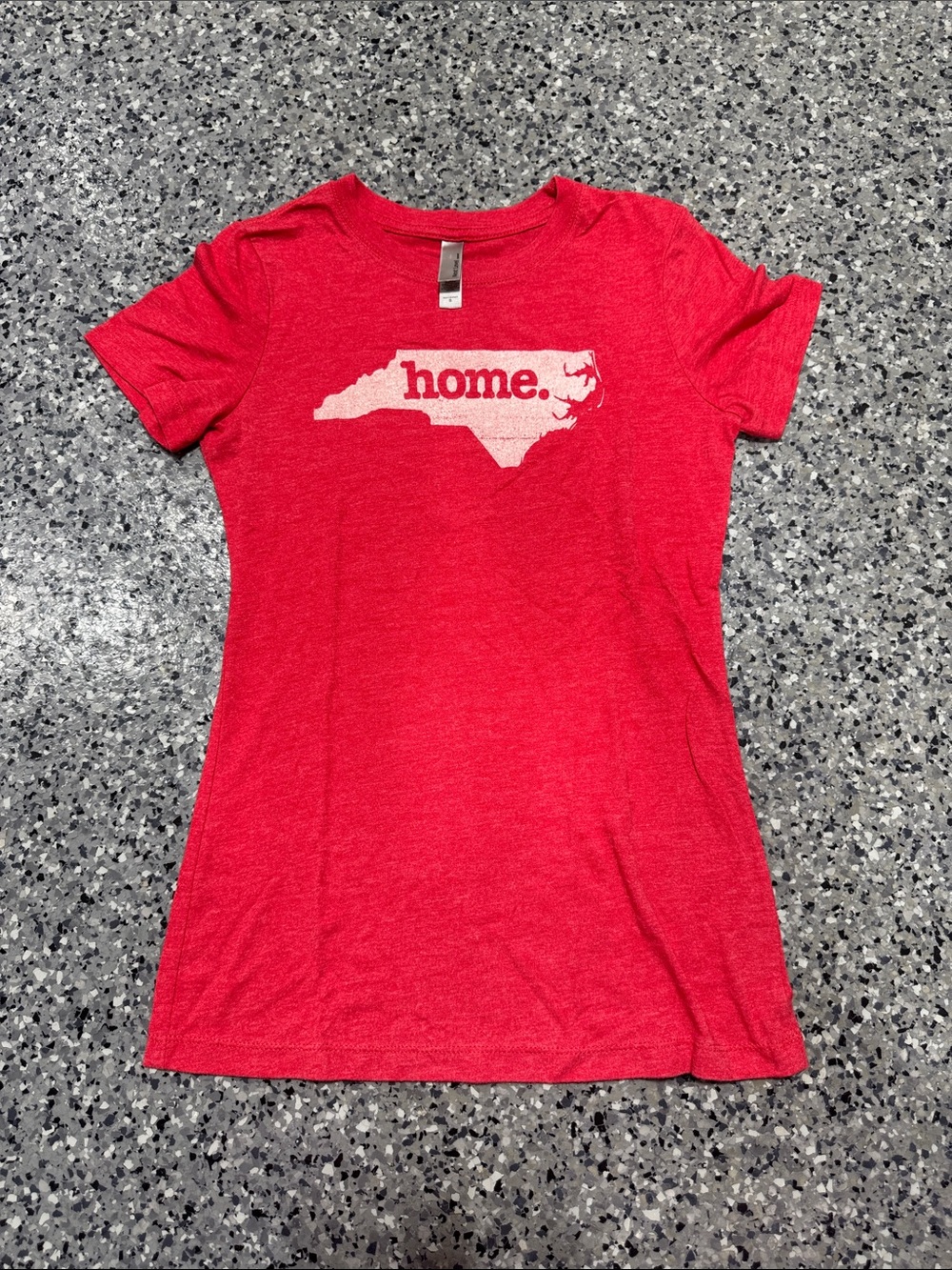 Next Level Apparel Red Tee with "home." North Carolina Graphic